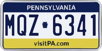 PA license plate MQZ6341