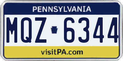 PA license plate MQZ6344