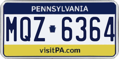 PA license plate MQZ6364
