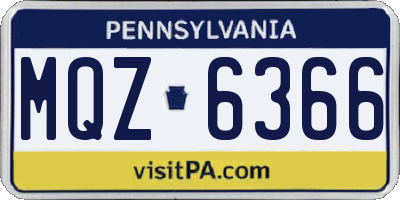 PA license plate MQZ6366