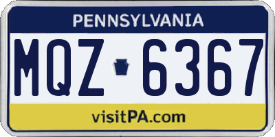PA license plate MQZ6367