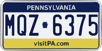 PA license plate MQZ6375