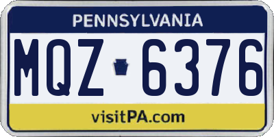 PA license plate MQZ6376
