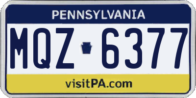 PA license plate MQZ6377