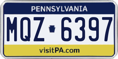 PA license plate MQZ6397