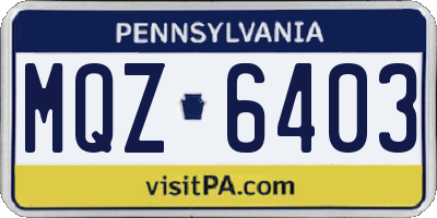 PA license plate MQZ6403