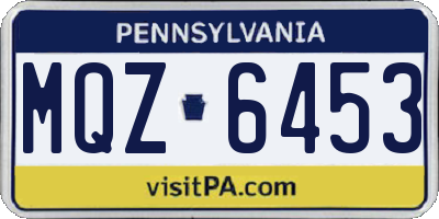 PA license plate MQZ6453