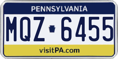 PA license plate MQZ6455