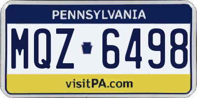 PA license plate MQZ6498