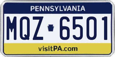 PA license plate MQZ6501