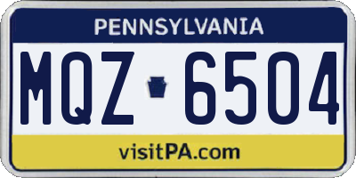 PA license plate MQZ6504