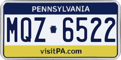 PA license plate MQZ6522