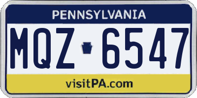 PA license plate MQZ6547