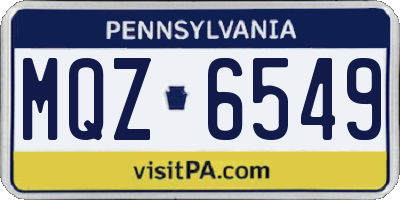 PA license plate MQZ6549