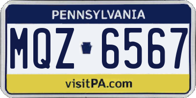 PA license plate MQZ6567