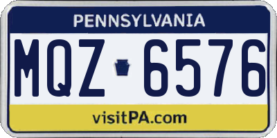 PA license plate MQZ6576