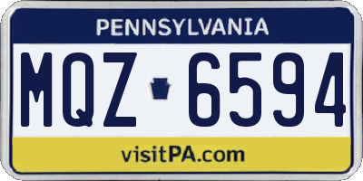 PA license plate MQZ6594