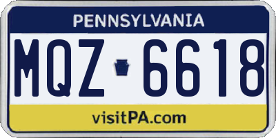 PA license plate MQZ6618
