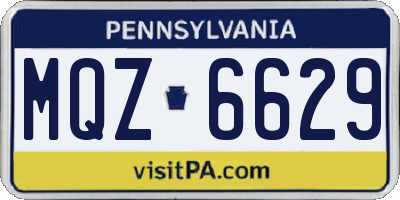 PA license plate MQZ6629