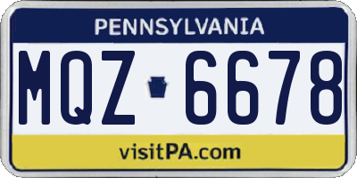 PA license plate MQZ6678