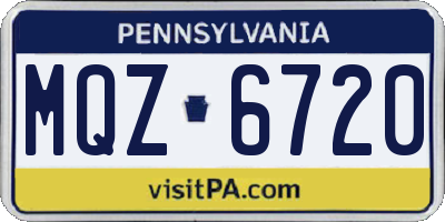 PA license plate MQZ6720