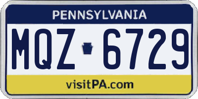 PA license plate MQZ6729