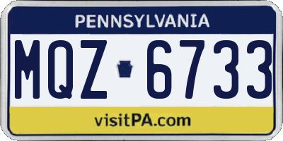 PA license plate MQZ6733