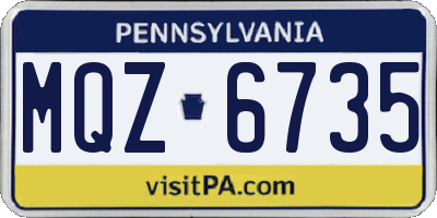 PA license plate MQZ6735