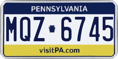 PA license plate MQZ6745