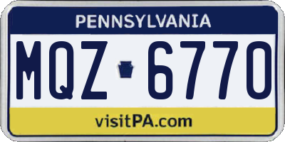 PA license plate MQZ6770