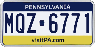 PA license plate MQZ6771