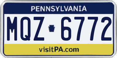 PA license plate MQZ6772