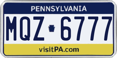 PA license plate MQZ6777