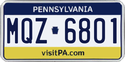 PA license plate MQZ6801
