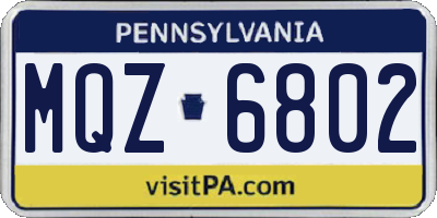 PA license plate MQZ6802