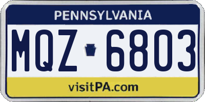 PA license plate MQZ6803