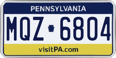 PA license plate MQZ6804