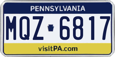 PA license plate MQZ6817