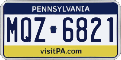 PA license plate MQZ6821