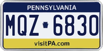 PA license plate MQZ6830