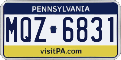 PA license plate MQZ6831