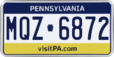 PA license plate MQZ6872