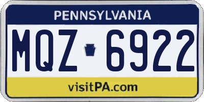 PA license plate MQZ6922