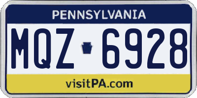 PA license plate MQZ6928