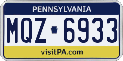 PA license plate MQZ6933