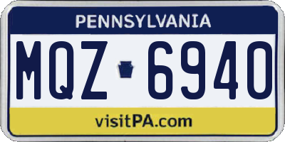 PA license plate MQZ6940