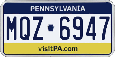 PA license plate MQZ6947