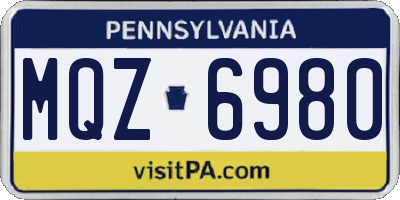 PA license plate MQZ6980