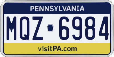PA license plate MQZ6984