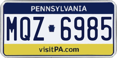 PA license plate MQZ6985